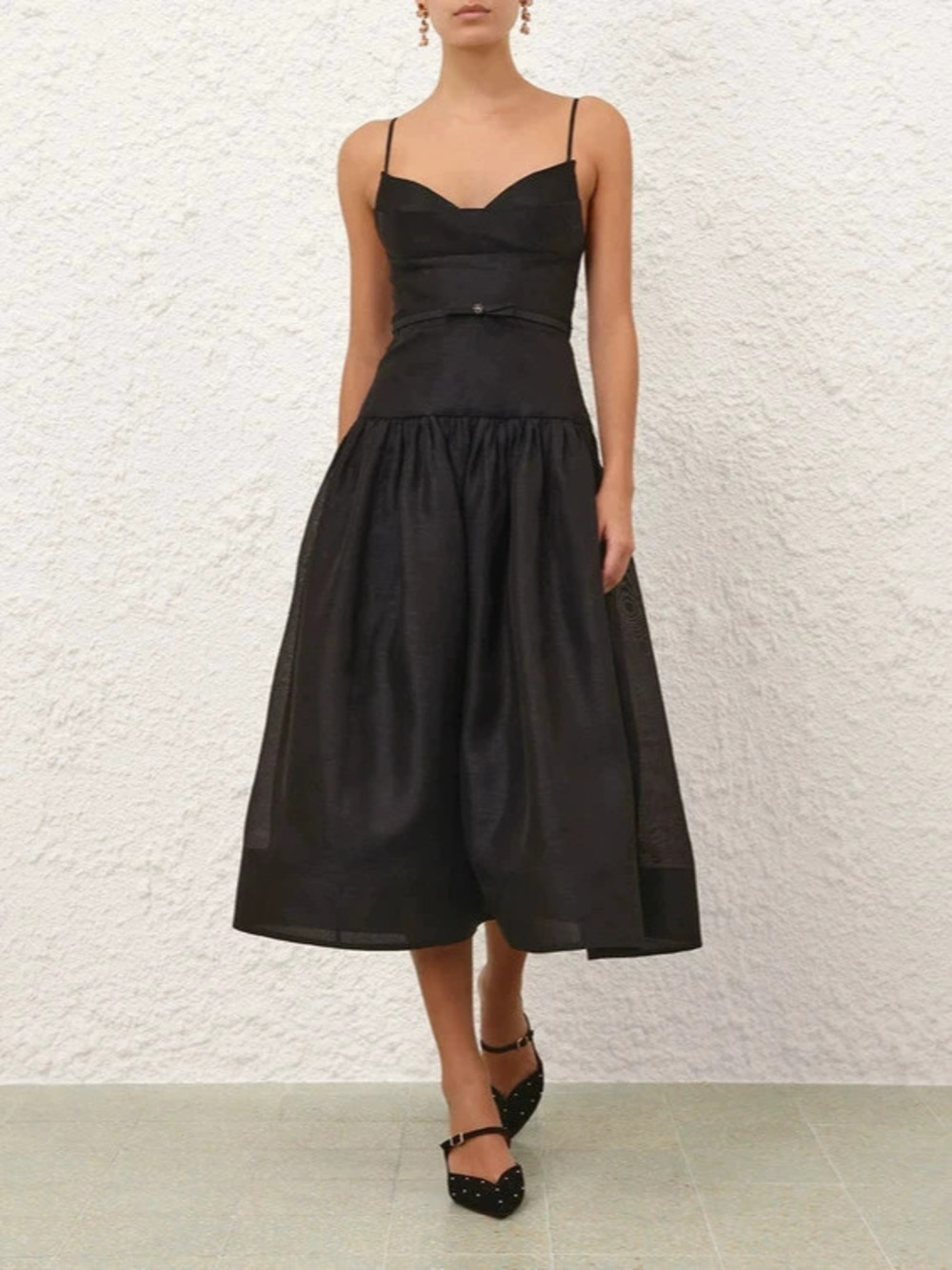 Zara Backless High Waist Breathable Black Strap Maxi Dress